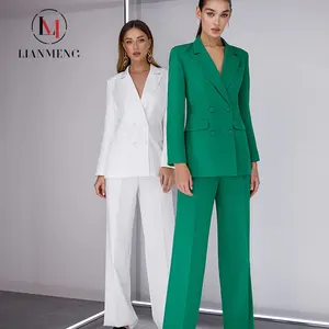 LIANMENG A285 Ladies Suits Office Wear Elegant White Blazer And Pants Ladies White Blazer Suit