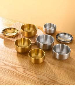 Geïsoleerde dubbelwandige rijstkommen van geborsteld SUS304 staal met deksel, geschikt voor ontbijtgranen, ijs en noedels. - Product Image 2