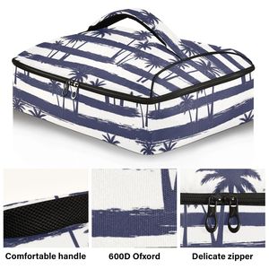 Sac isotherme pour aliments en aluminium imprimé sur mesure, motif coucher de soleil hawaïen à rayures marine, pour dîner et camping - Product Image 2