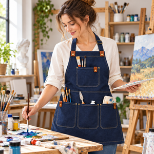Delantal de Artista Azul Marino Personalizado con Tres Bolsillos Inferiores y Espacio para Guardar Pinceles, para Estudios de Pintura y Manualidades - Product Image 5
