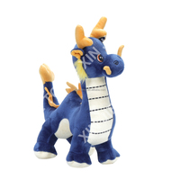 Peluche de dragon rembourrée en polyester, peluche de dragon personnalisable, peluche de dragon bleue brodée avec OEM ODM