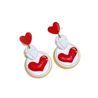 Valentijnsdag rode hart oorbellen voor vrouwen, schattige roze donut hangende oorbellen, zoete liefde hangende oorbellen voor Valentijnsdag cadeau