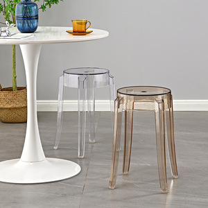 <span class=keywords><strong>Tabouret</strong></span> <span class=keywords><strong>de</strong></span> <span class=keywords><strong>Bar</strong></span> Haut Empilable en Résine Plastique Moderne 75cm Transparent Clair Fantôme Acrylique Salon Utilisation Commerciale - Product Image 2