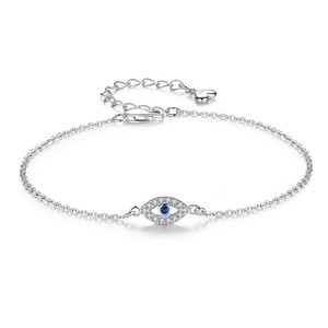 Pulsera De Ojos De Plata De Ley 925 para mujer, brazalete ajustable De cristal De piedra azul, CZ, Turquía - Product Image 6