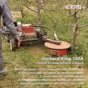 Pomar Sob Árvore Flail Mower Caminhada Atrás-sob árvore máquina de cortar com braço oscilante disco-Orchard King 100A