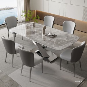 Factory-Direct Classic Rectangle Luxury <strong>Marble</strong> <strong>Top</strong> Dining Set 6/8 Seat <strong>Table</strong> and Chair for Dining Room - Product Image 2