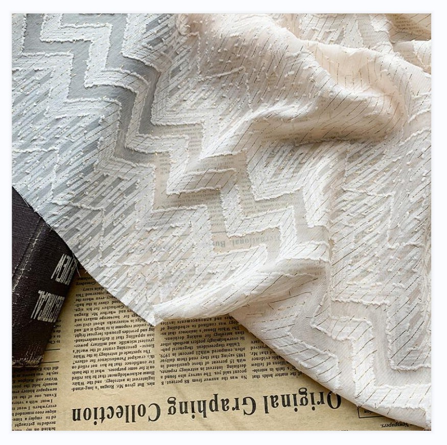 100% Polyester Jacquard Lurex Other Woman Fabric for Clothes, Gold Chiffon Striped Fabric,girls Shirt Dress Fabric