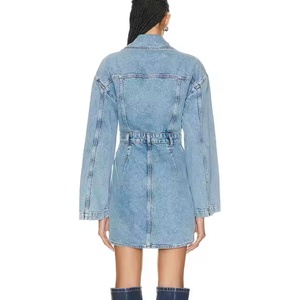 Vestido Midi de Mezclilla para Otoño al por Mayor, Estilo Ejecutivo Elegante, Manga Larga, 100% Algodón, Lavado Ácido, Vestido Vaquero Discreto - Product Image 5