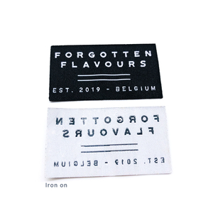 Cucire <span class=keywords><strong>etichette</strong></span> con taglio a caldo con Logo personalizzato del marchio che tessono <span class=keywords><strong>etichette</strong></span> di cappelli lavorati a maglia con supporto Non in tessuto - Product Image 4