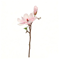 Bunga Magnolia Sutra Warna Krem Pink, Tangkai Magnolia Buatan, Bunga Pink Sentuhan Asli, Bunga Tangkai Panjang untuk Rumah, Kantor, Pernikahan