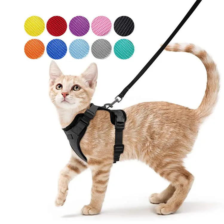 Pet Travel Verstellbare Katzen weste Escape Proof Katzen geschirr und Leine Set für Walking Wire Custom Mesh Solid Nylon Hunde geschirr