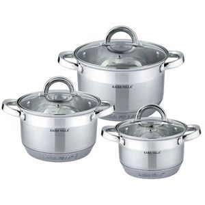 סט כלי בישול יוקרתי, נירוסטה 201 ללא ציפוי, תחתית עבה אוניברסלית בת 9 שכבות, עיצוב מודרני, באריזת מתנה - Product Image 1