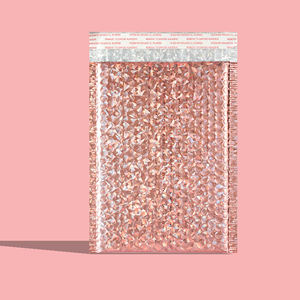 Sac à bulles épais coloré en or rose avec revêtement laser non toxique, épaisseur 0,5 mil, imprimé sérigraphié, 28x37+6CM, sac d'expédition express aérien - Product Image 1