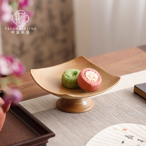 Plato de cerámica Yeluoqiujing para frutas, cuadrado, con base alta, estilo chino, para servir en la mesa de la sala de estar, para refrigerios y frutas - Product Image 3