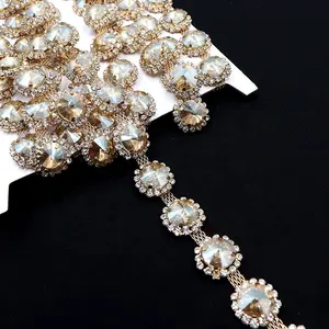 E006 New 1.6cm Rhinestone Crystal Chain Chokers Crystal Chain Rhinestones Trims For Shoes Clothing