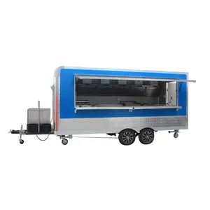 Blue Biaxial food truck Mobile Kitchen Tail Gate Food Vending Concession Trailer