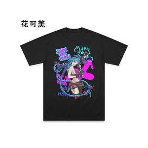 T-shirt Vintage Lavata con Stampa Anime Cartoon Unisex, Stile Europeo e Americano, in Puro Cotone, Manica Corta - Product Image 2