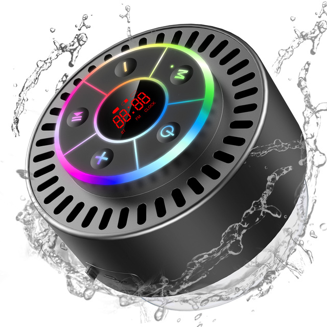 S Top Sale IPX7 Waterproof Shower Speaker With Clock,Light Show,Led Digital Display,Built-in Microphone FM Radio,suction Cup