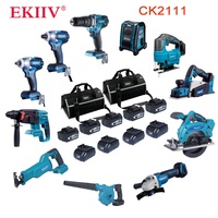 EKIIV Outils professionnels 18pcs en un Batterie 4,0 Ah 5,0 Ah 6,0 Ah 20V 21V makas lxt1500 Kit combo 15 outils 18 volts sans fil