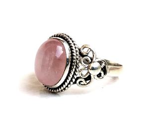 Anillo de Plata de Ley Maciza con Hermoso Cuarzo Rosa, Engaste de Bisel con Piedra Preciosa para Aniversario - Product Image 2