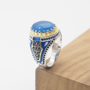 Sang trọng thiết kế riêng 925 bạc xanh mã <span class=keywords><strong>n</strong></span>ão người đà<span class=keywords><strong>n</strong></span> ông nhẫ<span class=keywords><strong>n</strong></span> cho saudi arabia - Product Image 4