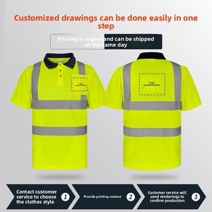 Forte mùa hè thoáng khí phản quang an toàn Áo Polo 2 inch băng phản quang cường độ cao ANSI Lớp 1 huỳnh quang đêm vàng - Product Image 4