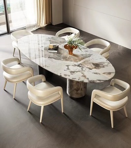 Italy High Quality <strong>Tulip</strong> <strong>Table</strong> Small Apartment Marble Dining <strong>Table</strong> Round and Black Steel <strong>Table</strong> - Product Image 5
