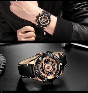 Relojes Deportivos Casuales MEGIR 2118 para Hombre, Correa de Cuero Azul, Resistente al Agua, Luminoso, Reloj de Pulsera Masculino - Product Image 5