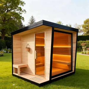 Sauna Exterior Cuadrada Negra Eco para 6-8 Personas, con Calefactor de 6KW, Iluminación LED, Vapor de Cedro, Infrarrojos, Seca, con <span class=keywords><strong>Ducha</strong></span> - Product Image 4