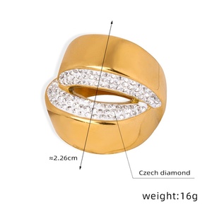 Bijoux de style Hip Hop bouche lèvres grosse bague Zircon cubique grande bague en acier inoxydable plaqué or 18 carats bijoux étanches - Product Image 6