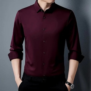 OEM /ODM Camisas-<span class=keywords><strong>juveniles</strong></span>-para-hombr Camisa de vestir de color puro sin arrugas para hombre Camisa de vestir para hombre 2024 Estilo de oficina elegante para hombre - Product Image 3