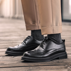 Zapatos de Vestir de Cuero con Plataforma para Hombre, Estilo Brogue, Formales y Casuales, Retro, para Padrinos de Boda - Product Image 3