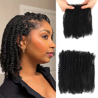 KAMA 4C Twist Cheveux Humains Brésiliens Doux et Souples, Bouclés Crépus, Paquet de Crochets Faits Main, 100% Vierge Remy, Trame Simple 50g pour Tressage