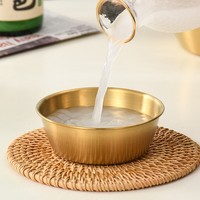 Acier inoxydable avec poignée Bol à vin de riz coréen Bol à vin froid doré Bol à assaisonnement pour collations de nourriture coréenne