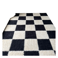 Modern Plush Pink White Interlocking Velvet Non-Slip Floor Rug Puzzle Carpet for Teen Living Room Home Polyester