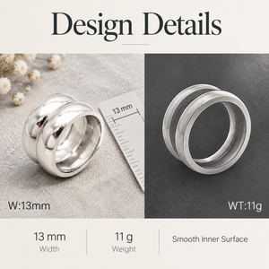 New Arrival Minimalist Luxury Wide Statement <b>Ring</b> <b>Stainless</b> <b>Steel</b> Double‑Layer Smooth Dome Band <b>For</b> <b>Women</b> Office & Banquet - Product Image 6