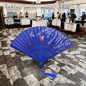 Venta al por mayor personalizado plegado a mano Mini abanicos de seda estilo de arte popular con técnica pintada - Product Image 5