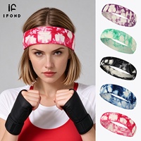 IFOND Bandeaux pour femmes 4 cm de large, tie-dye, antidérapants, en polyester, élasthanne et silicone, accessoire capillaire pour le sport et l'entraînement