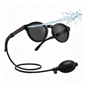 Black <b>Round</b> <b>Sunglasses</b> Spray Lens Glasses Portable Outdoor Eyewear With Air Pump for Travel - Product Image 1