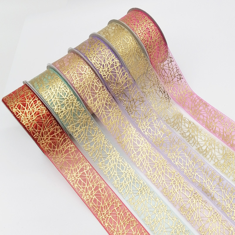 Custom Printed Gift Wrapping Organza Ribbon