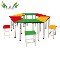 Meubles de maternelle de haute qualité, tables d'écolier en bois, table à manger pour enfants et ensemble de chaises en plastique, table pour enfants pour la crèche