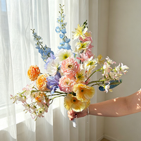 Bouquet de Mariage Artificiel de Luxe pour la Mariée, Composition Florale en Soie Prête à l'emploi pour Accessoires de Photographie de Fiançailles, Vente en Gros
