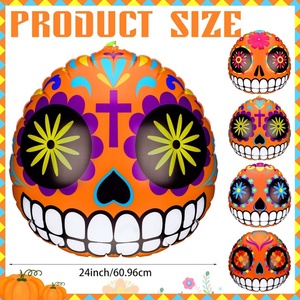 PVC Inflatable Pumpkin Sugar <b>Skull</b> Ball 24 Inch for Halloween Party Thanksgiving Yard Garden Lawn Outdoor <b>Decorations</b> - Product Image 2