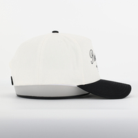 Casquettes de baseball unisexes de haute qualité Beige noir à 5 panneaux avec motif d'arcs brodés personnalisés Casquettes structurées en coton à profil moyen