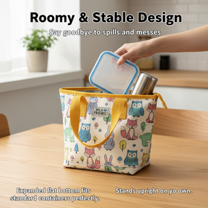 กระเป๋าผ้าแคนวาสลายการ์ตูนสัตว์ป่าสุดน่ารัก พิมพ์ลายตามสั่ง ทนทาน เหมาะสำหรับใส่กล่องอาหารกลางวัน สำหรับเด็ก ไปโรงเรียน ปิกนิก สำหรับเด็กหญิงและเด็กชาย - Product Image 2