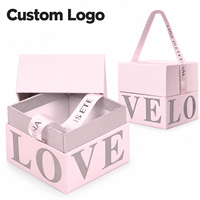 Maßgefertigte Rosa Liebes-Valentinstag Hochzeit Freundin Geschenkverpackung Luxus-Blumenbox mit Bandgriff für Sträuße Rosen