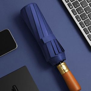 Wholesale Business Advertising Fully-Automatic Solid Wood Handle 190T Nylon Fabric <b>Windproof</b> Sun Rain Ultraviolet Rays <b>Umbrella</b> - Product Image 6