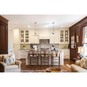 Armoires <span class=keywords><strong>de</strong></span> <span class=keywords><strong>cuisine</strong></span> en bois personnalisées Cavio, prix d'usine, portes vitrées, style Shaker, avec option éclairage <span class=keywords><strong>LED</strong></span> et îlot - Product Image 1