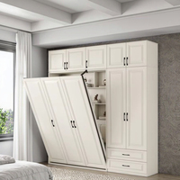 Lit Murphy moderne sur mesure, gain de place, taille Queen, avec placard, pliable, en bois, rembourrage en coton