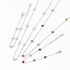 Collier minimaliste anti-ternissement en or 18 carats, véritable acier inoxydable, ensemble de colliers en zircon coloré pour femmes et filles - Product Image 5